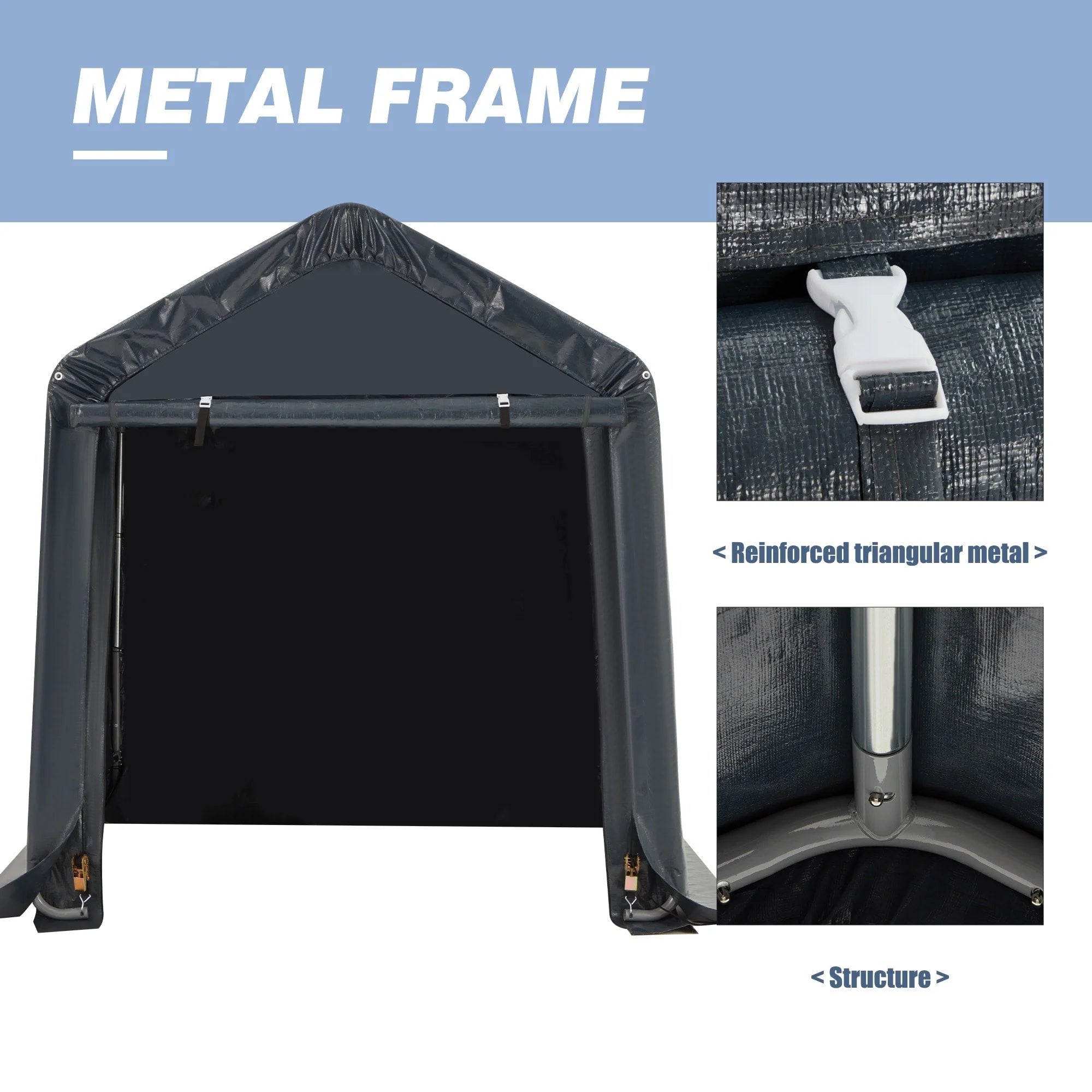 Outdoor Storage Shed and Carport Canopy: Portable Shelter for Bikes, Motorcycles, and Garden Storage