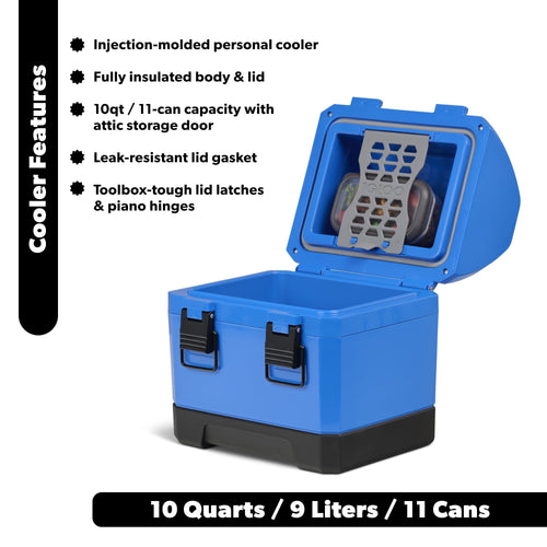 10 QT Gripper CoolBox Personal Cooler, Blue