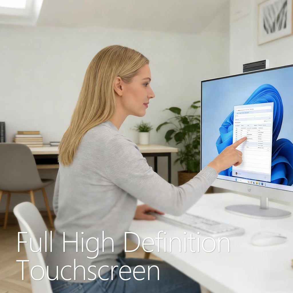 HP 27” FHD Touchscreen All-in-One – Everything to Just Work Intel Core Ultra 7 155U 16GB DDR5 1TB SSD Free Web Office HDMI & Ethernet Windows 11 Pro USB-C Docking Station Included