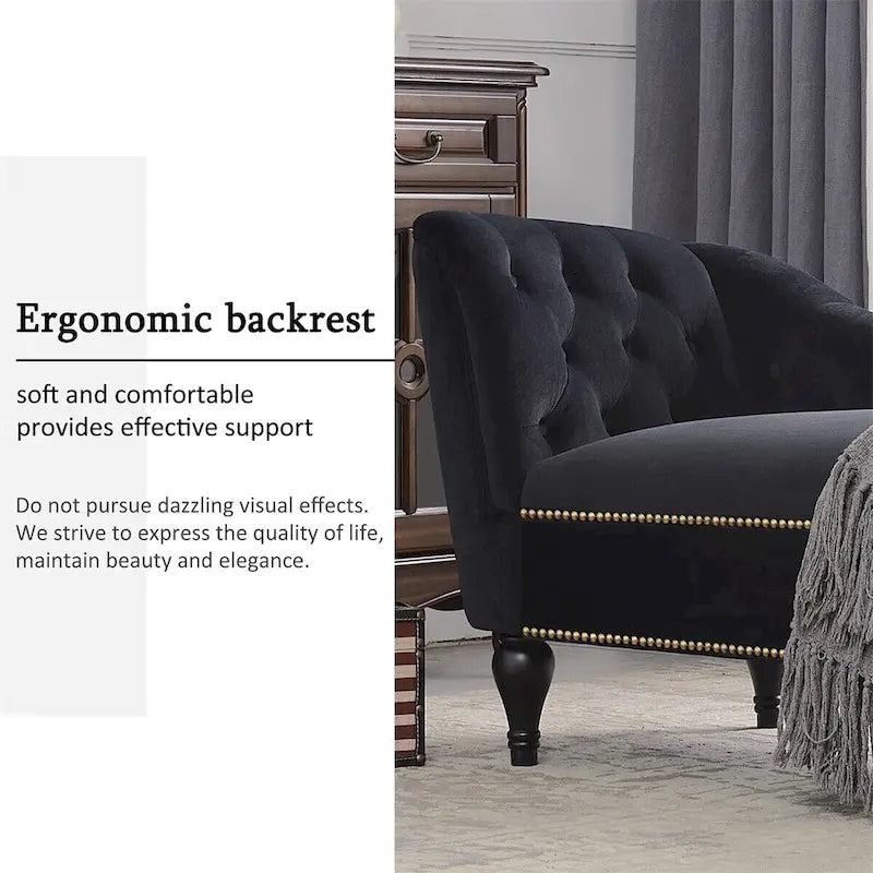 Merax 58 Velvet Button Tufted Right Arm Facing Chaise Lounge