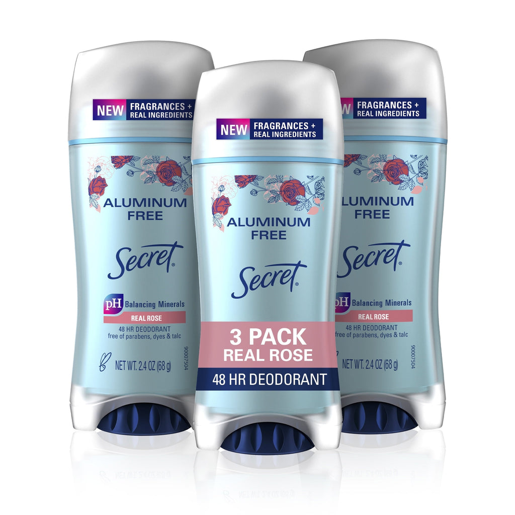 Aluminum Free Deodorant for Women, Rose, 2.4 oz, Pack of 3