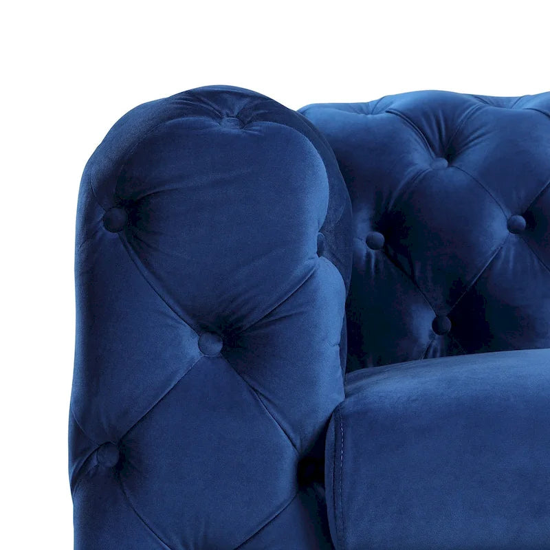 Morden Fort Modern Loveseat Two-Seater Sofa with Dutch Velvet, Solid Wood Frame and Iron Legs