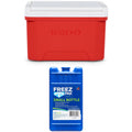 9 QT Laguna Ice Chest Cooler, Red, 1 Count and Freez Pak Small Ice Pack, 1 Count