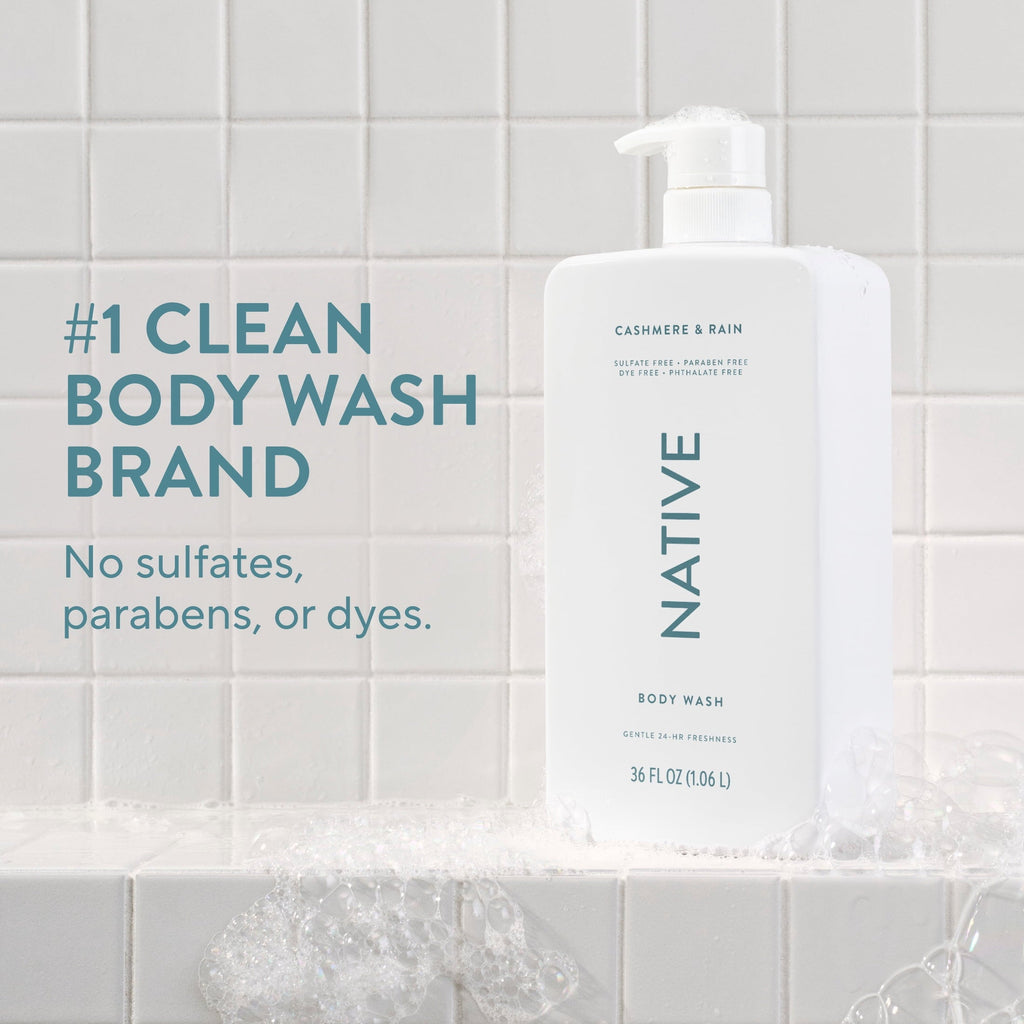 Body Wash, Cashmere & Rain, Sulfate Free, Naturally Derived Ingredients, 24hr Freshness, for Women & Men, 36 fl oz
