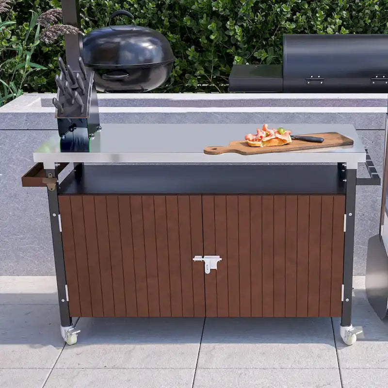 Outdoor Grill Cart With Stainless Steel Tabletop(no include stool)