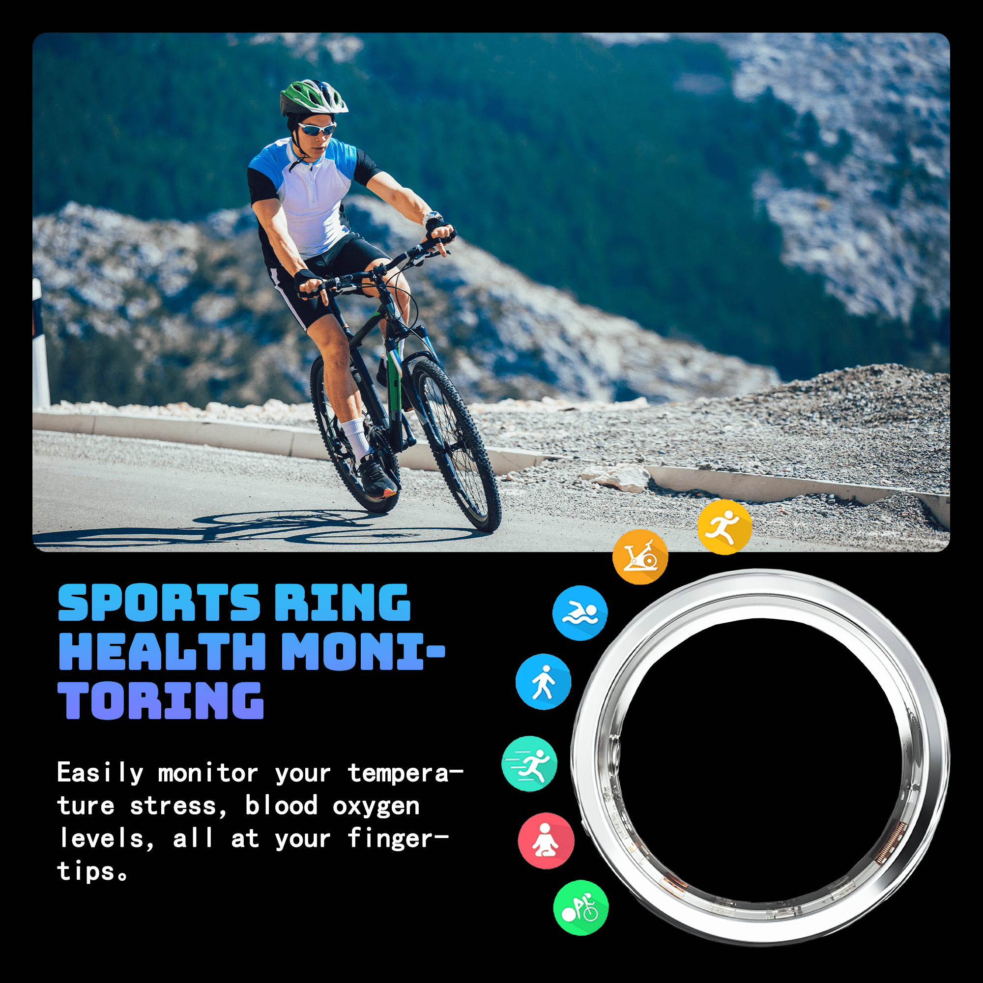 Fashion Ring, Black Silver, Size 10