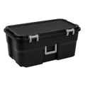 22 Gallon Large Wheeled Footlocker, Heavy Duty Plastic Storage Trunk Container, Lockable with Wheels and Handle, Black