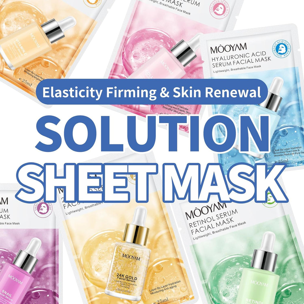 11 Pack Fruit Moisturizing Facial Mask Sheet, Rich in Fruit Essence Face Mask to Brighten and Hydrate Dull Skin