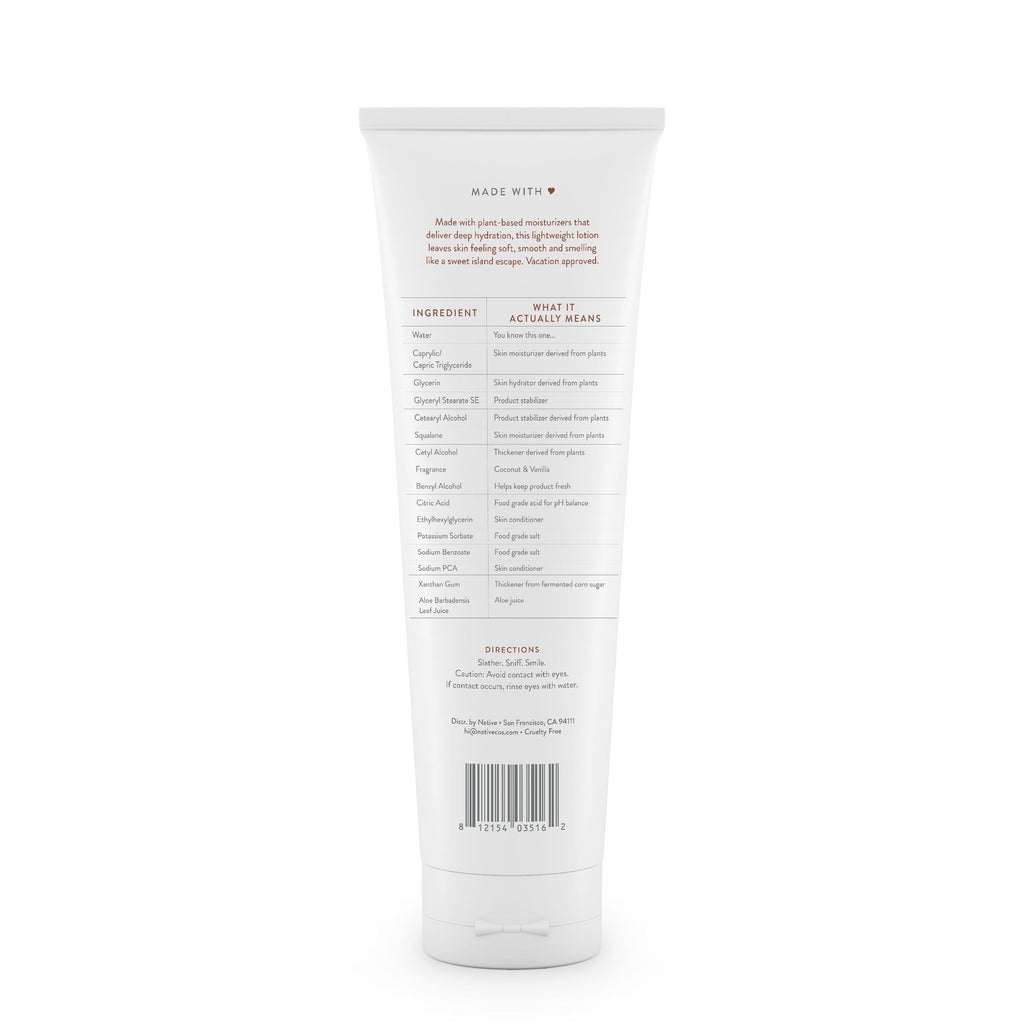 Natural Hand and Body Lotion, Coconut & Vanilla, Paraben Free, Silicone Free 12 oz