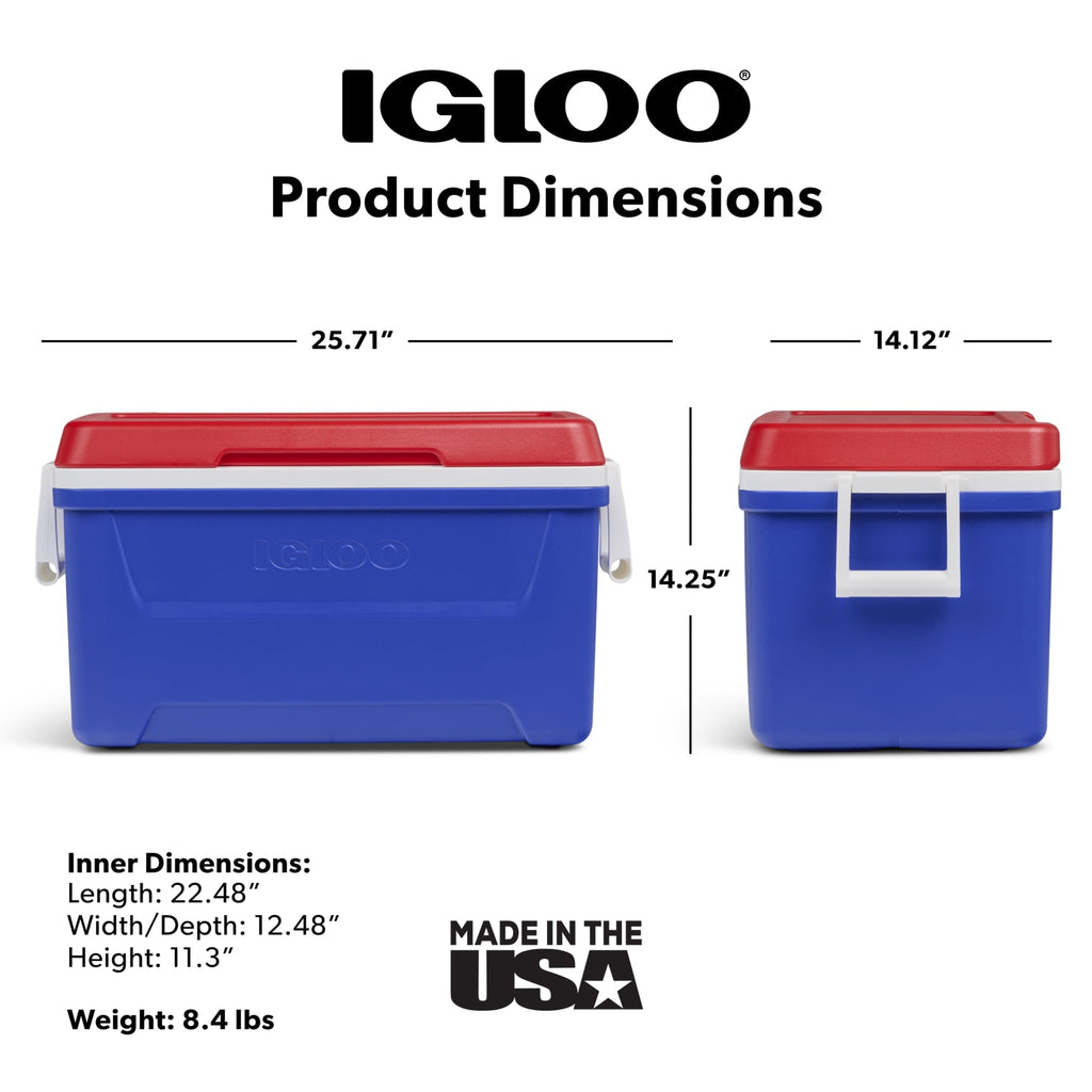 48 QT Laguna Hard Sided Ice Chest Cooler, Red