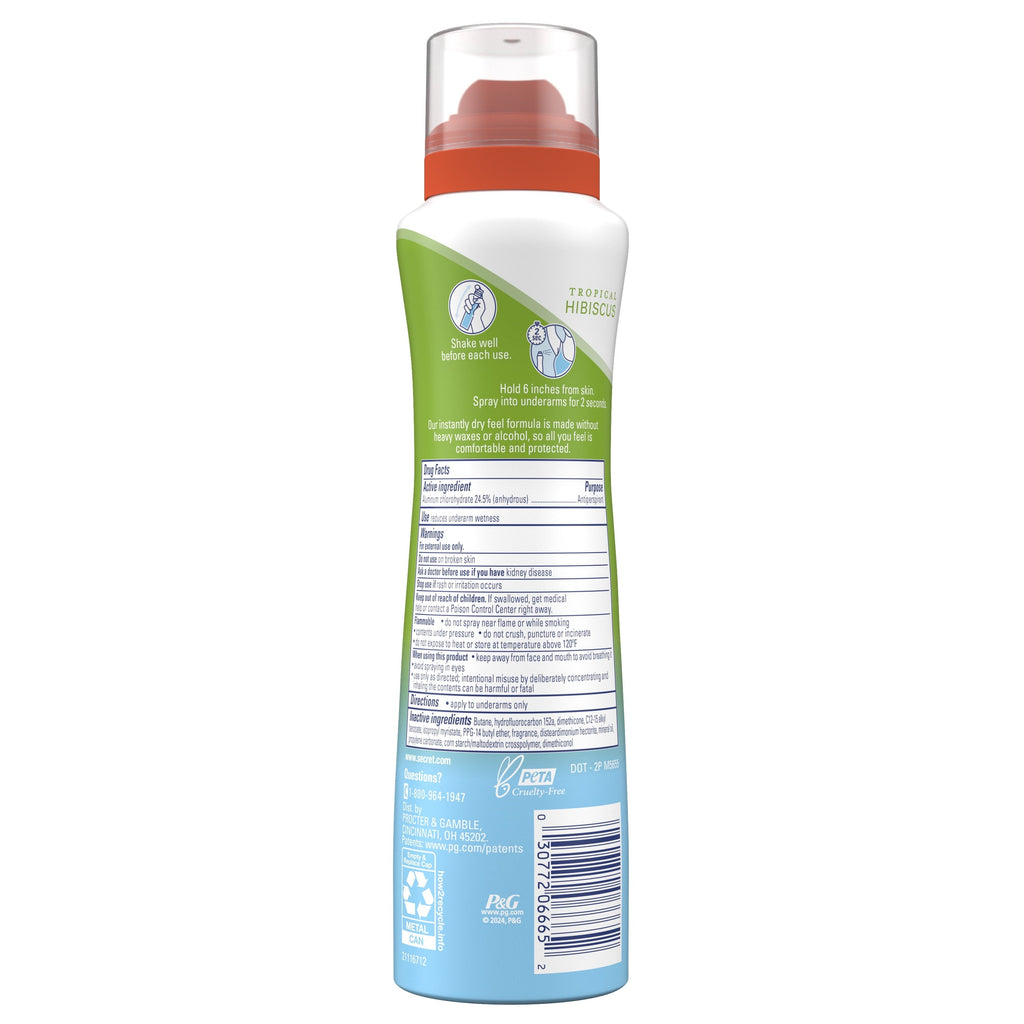 Dry Spray Antiperspirant Deodorant for Women, Tropical Hibiscus, 4.1 oz