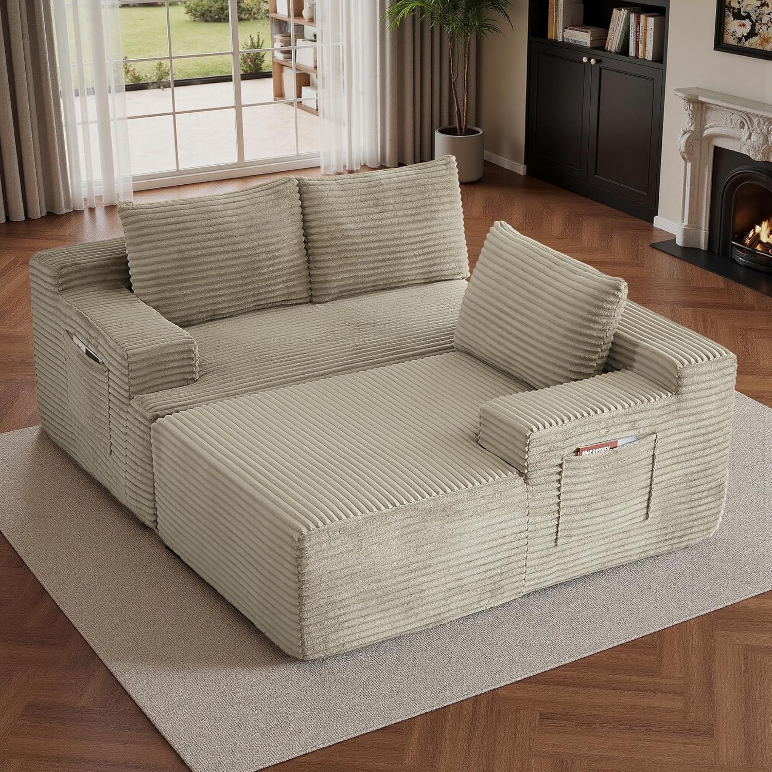 96" Sectional Couches for Living Room Cloud Couch Sofa with L-Shape Upholstered Boneless Couchs Modern Modular Sectional Couch with Chaise (Camel, 96" W+Right Facing Chaise+2Seaters)
