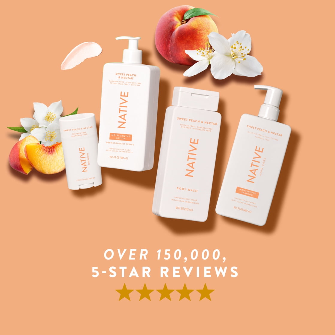 Body Wash, Sweet Peach & Nectar, Sulfate Free, Naturally Derived Ingredients, 24hr Freshness, for Women & Men, 18 fl oz
