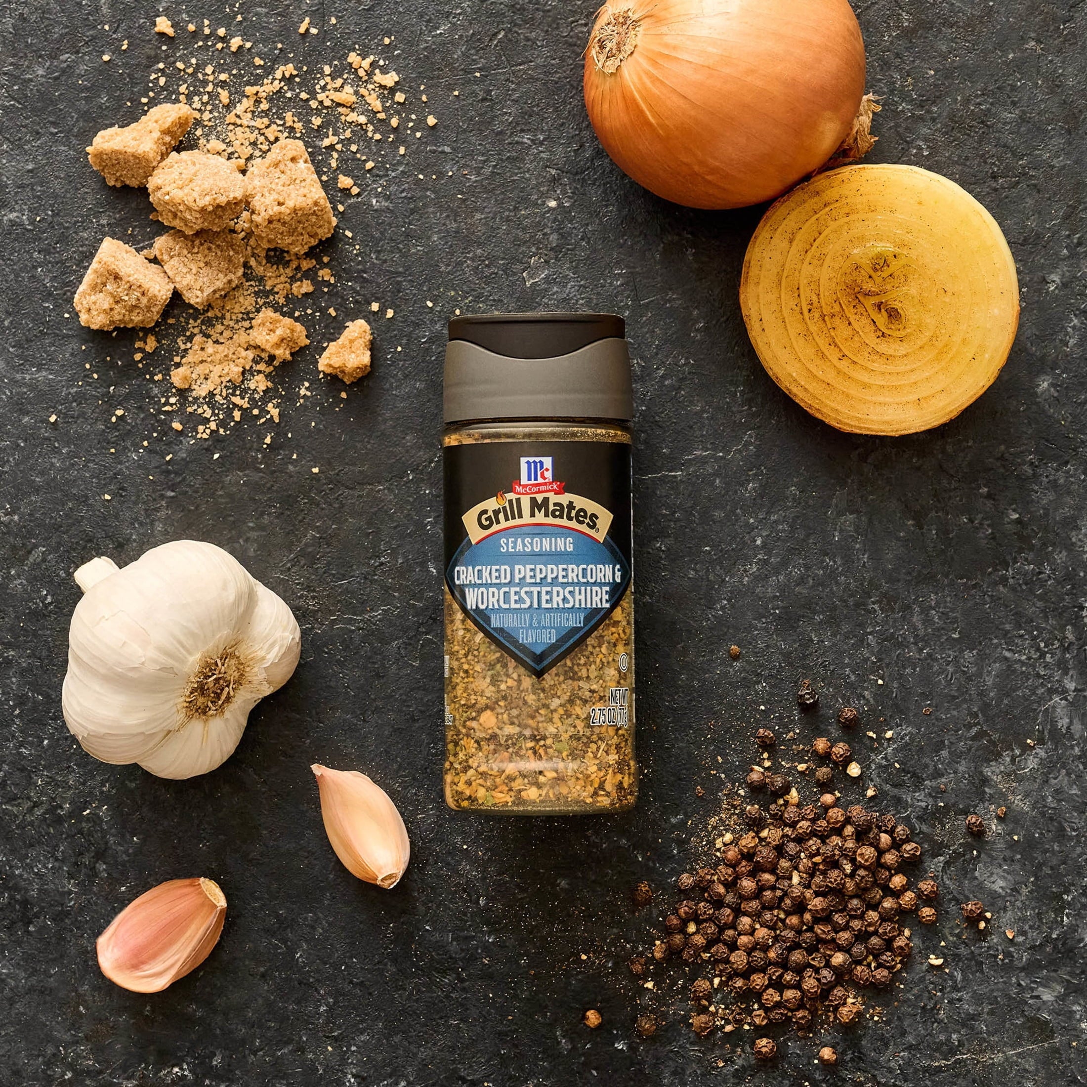 Kosher Cracked Peppercorn & Worcestershire Seasoning, 2.75 oz Bottle