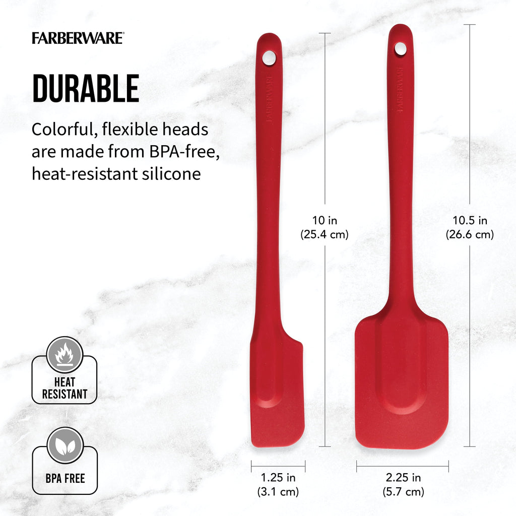 10 & 10.5 in Silicone Solid Kitchen Spatula Set Red