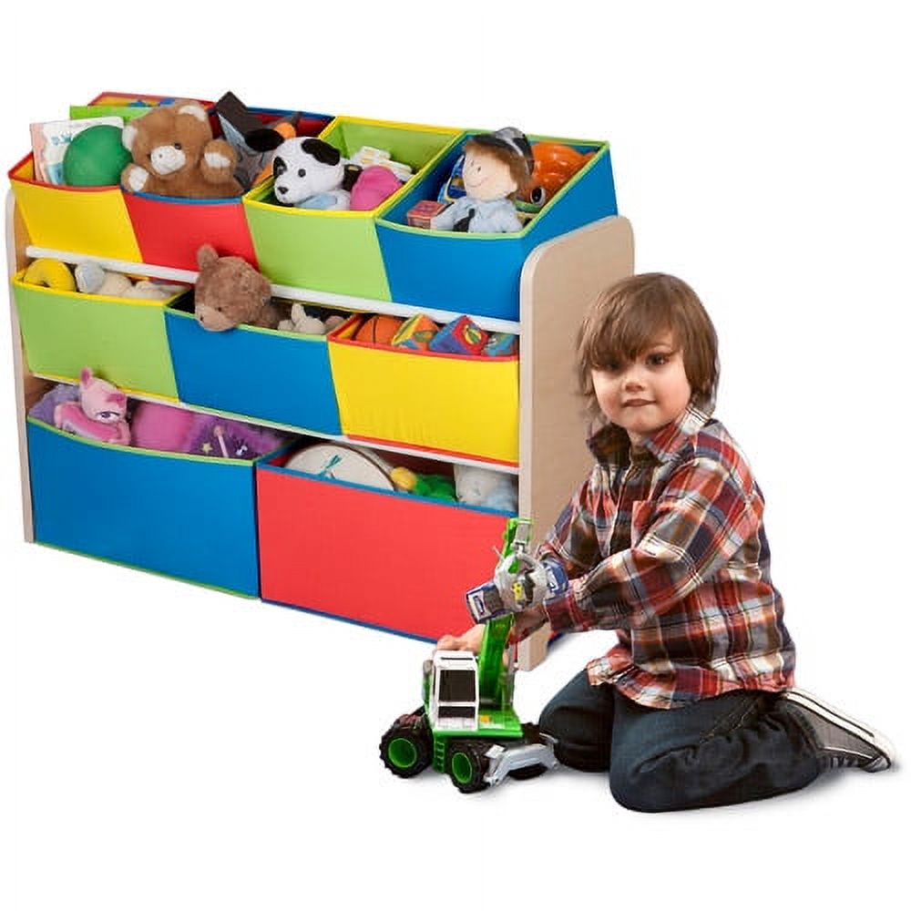Deluxe Multi-Bin Toy Organizer with Storage Bins, Greenguard Gold, Wood, Natural