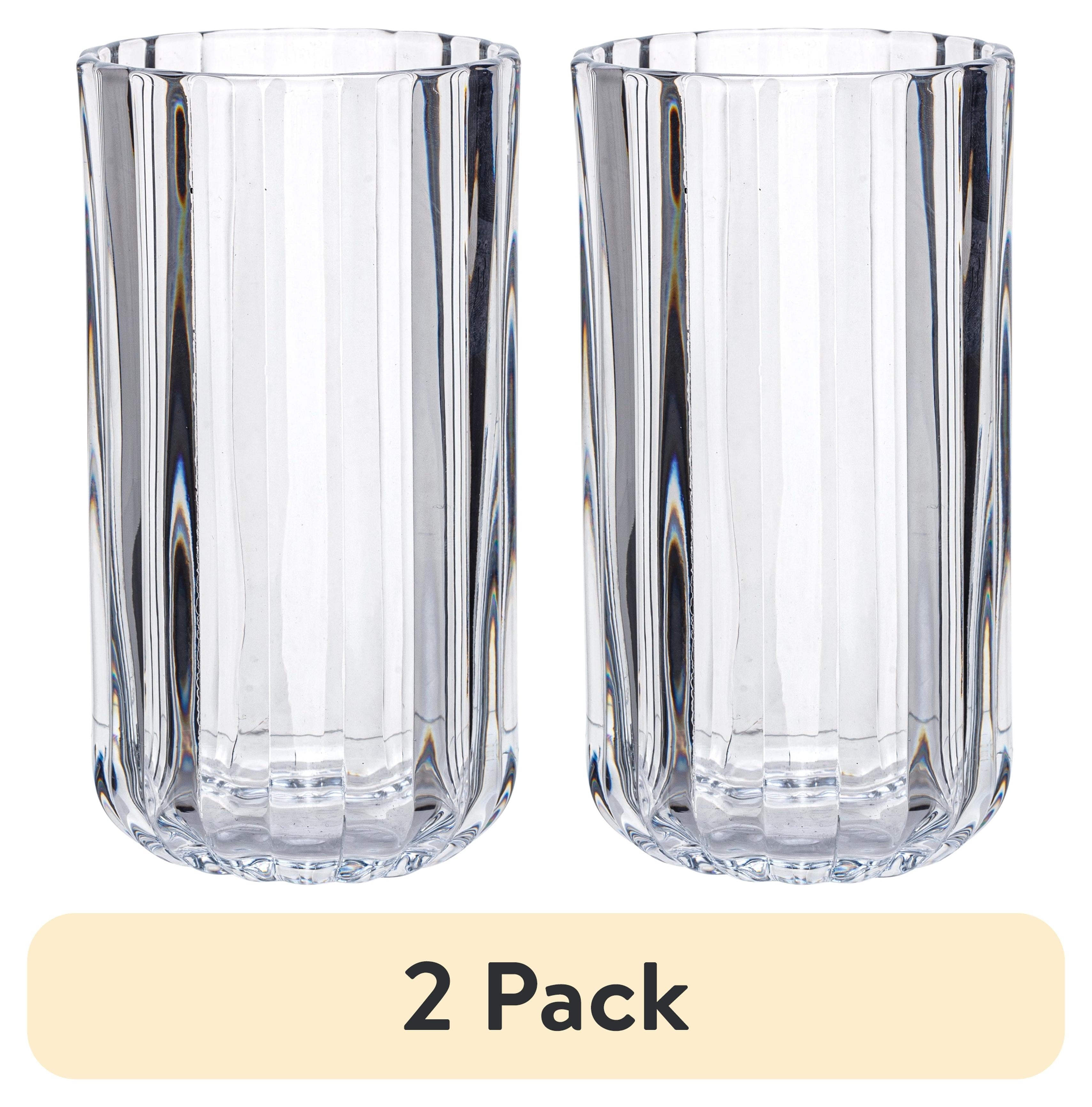 (2 pack) Better Homes & Gardens 14OZ Fluted Glass Tumbler Clear