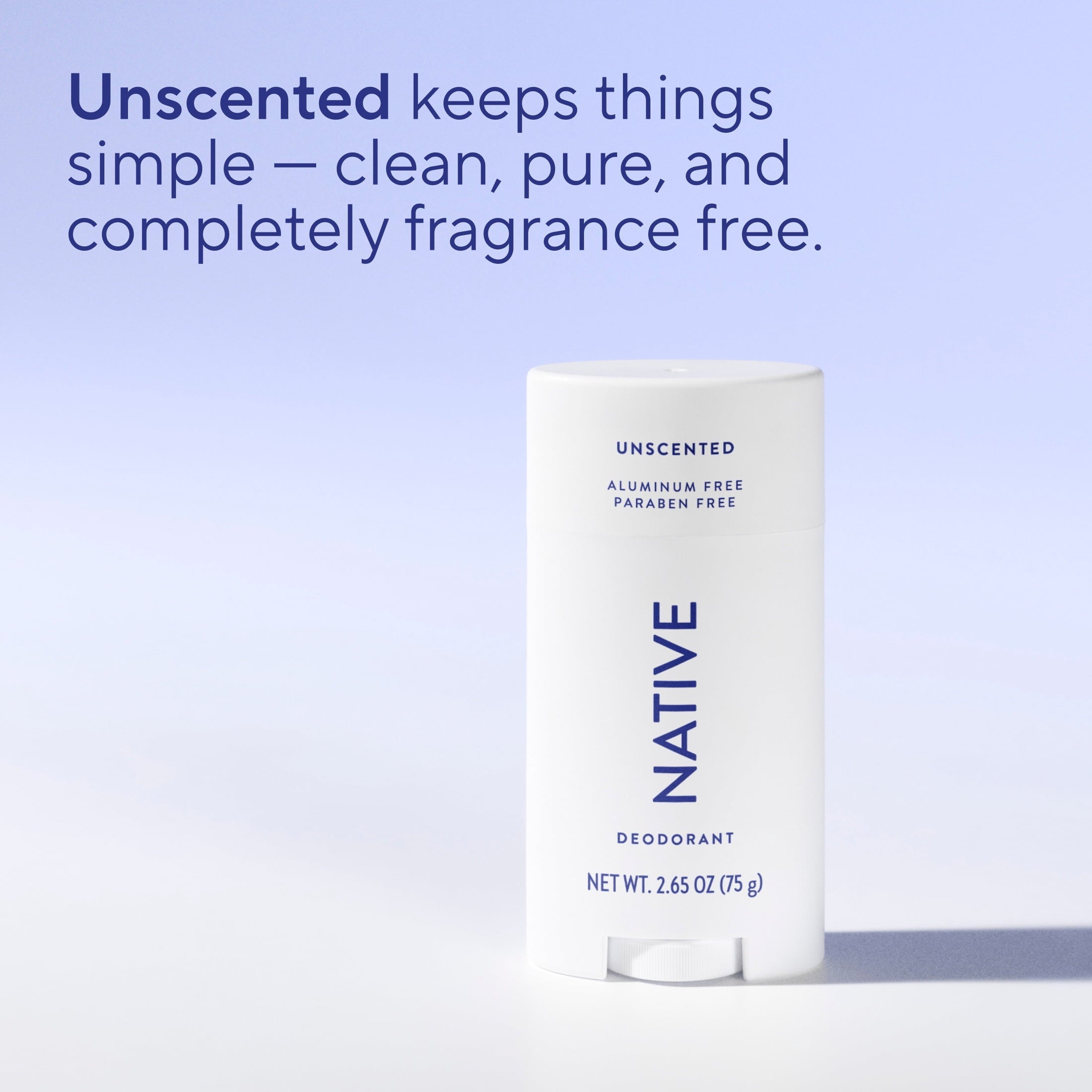 Fragrance Free Deodorant For Men & Women, 72 Hour Solid Deodorant Stick, Unscented, 2.65oz
