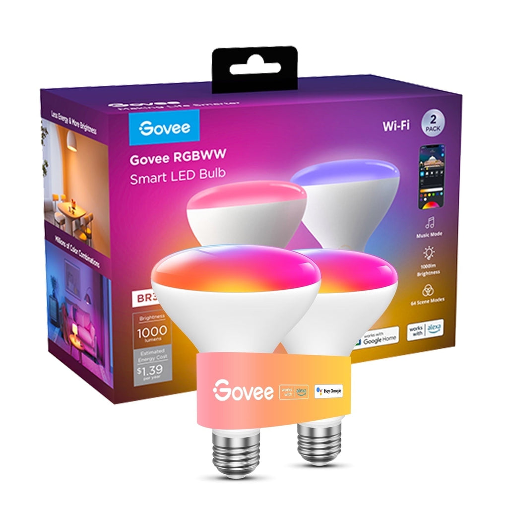 1000LM RGBWW Smart BR30 LED Smart Bulb 2 Pack,16 million Color Options For Color Changing Effect