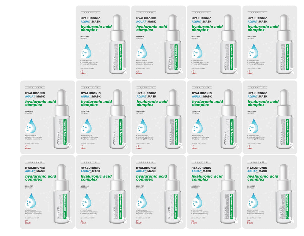 BEAUTY29 Hyaluronic Aqua Plus Essence Full Face Facial Sheet Mask 14 Sheets - 2 WEEKS SET