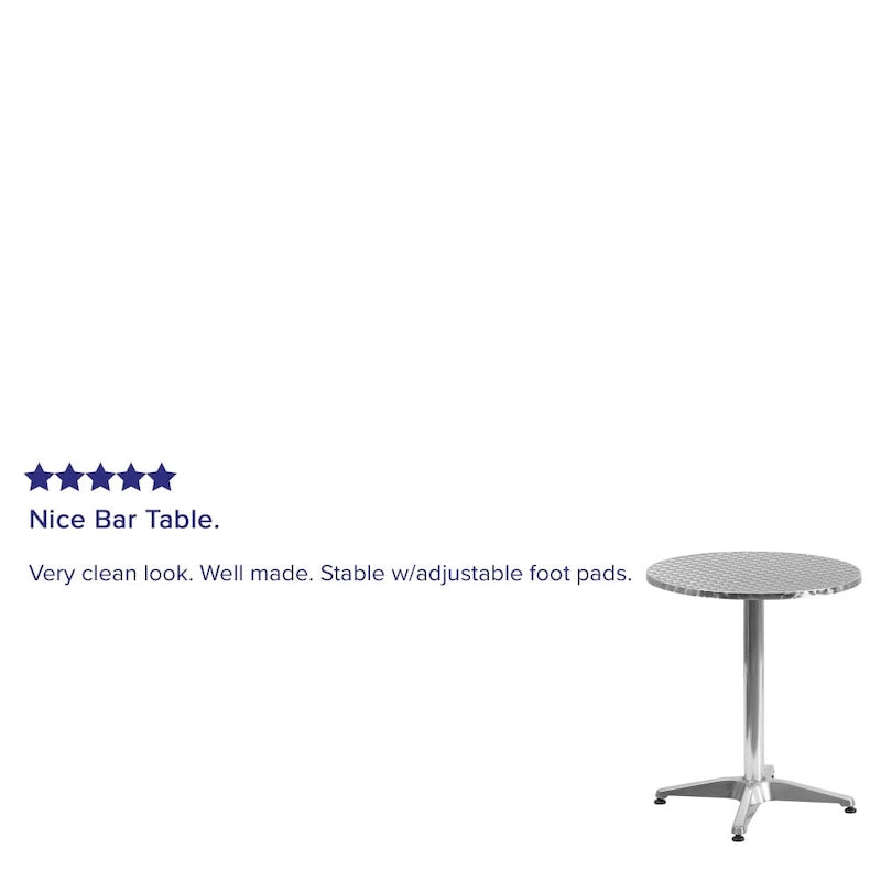 27.5 Round Aluminum Smooth Top Indoor-Outdoor Table with Base