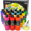 18 Colors Acrylic Paint Bottle Set (250ml/8.45oz), Rich Pigmented Bulk Painting Supplies for Artists, Beg...
