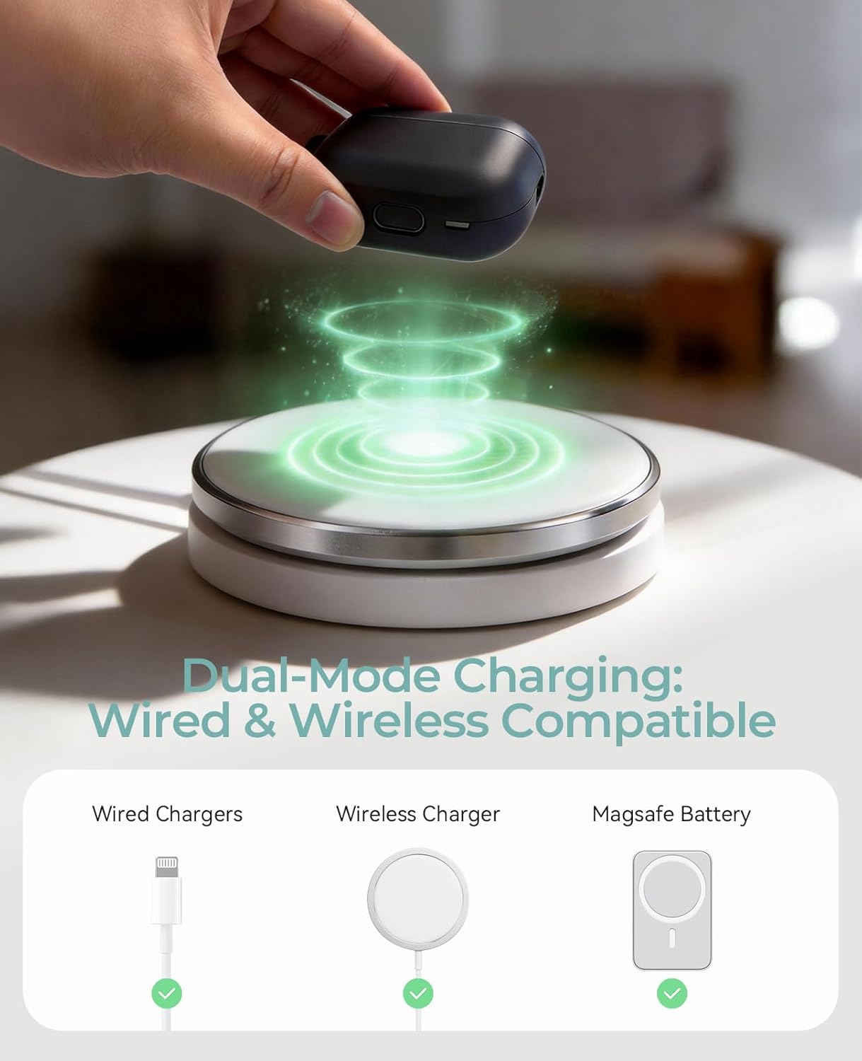 MOVDUUD 5-in-1 AirPods Pro 2 Case Bundle: Wireless Charging Compatible Silicone Cover with 4 Pairs Ear Tips (XS/S/M/L), 3-in-1 Cleaning Pen & Keychain for AirPods Pro 2nd/1st Gen