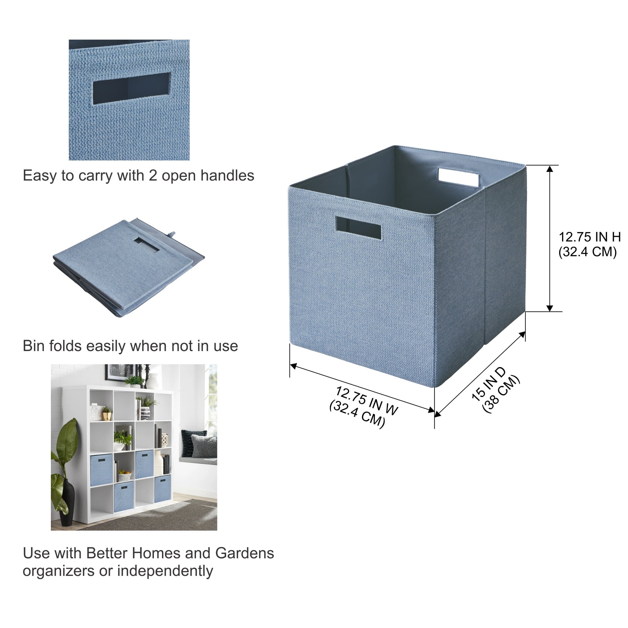 Better Homes & Gardens Collapsible Fabric Cube Storage Bin, Vanilla