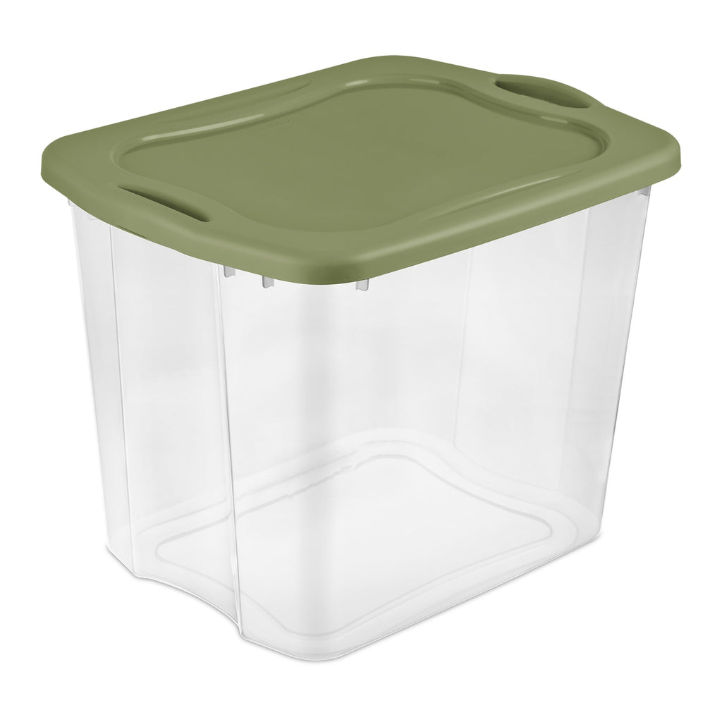 EZ Carry 95 Quart Extra-Large Storage Bin, Clear Plastic Storage Container with Full-Grip Handles, Green