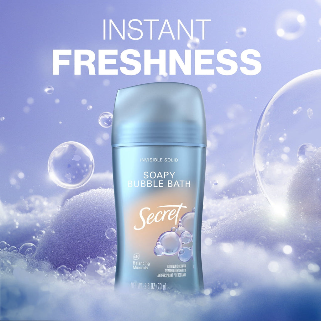 Fresh Invisible Solid Antiperspirant & Deodorant for Women, Bubble Bath, 2.6oz