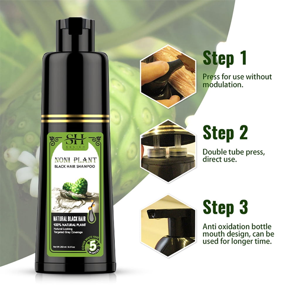 Black Hair Dye Shampoo Fast Instant Magic 3 in 1 Hair Dye Shampoo 250ml Plant Essence Permanent Black Hair Color Dye Shampoo For Women Men Cover Gray White Hair