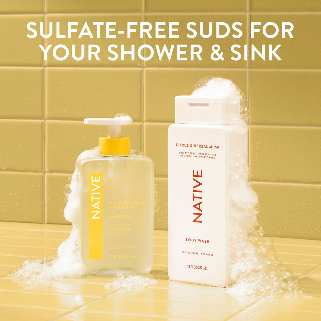 Liquid Hand Soap, Sparkling Lemon & Tangerine, Non-drying, Naturally Derived Cleansers, Sulfate Free, 13 fl oz