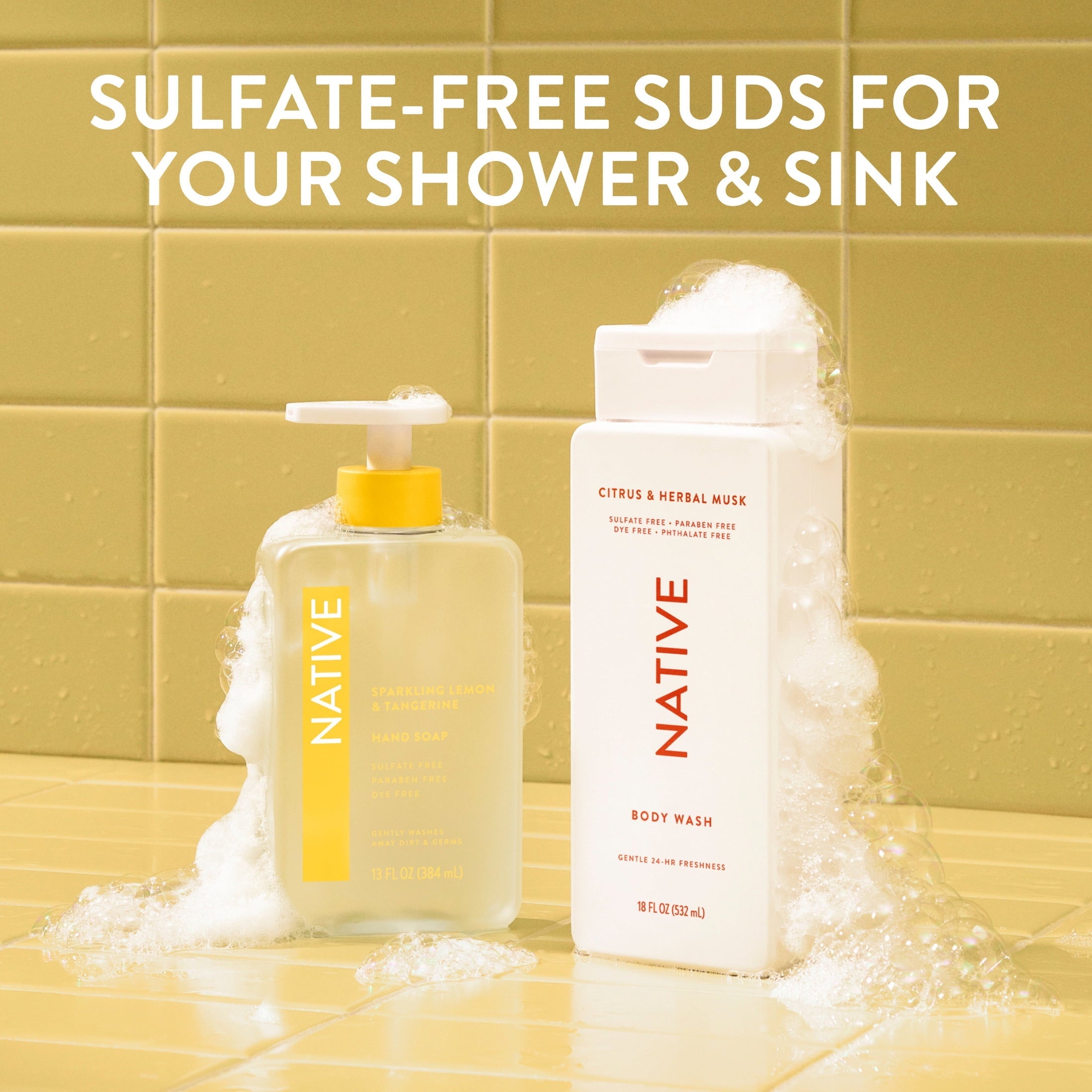 Liquid Hand Soap, Sparkling Lemon & Tangerine, Non-drying, Naturally Derived Cleansers, Sulfate Free, 13 fl oz