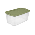 EZ Carry 120 Quart Extra-Large Storage Bin, Clear Plastic Storage Container with Full-Grip Handles, Green