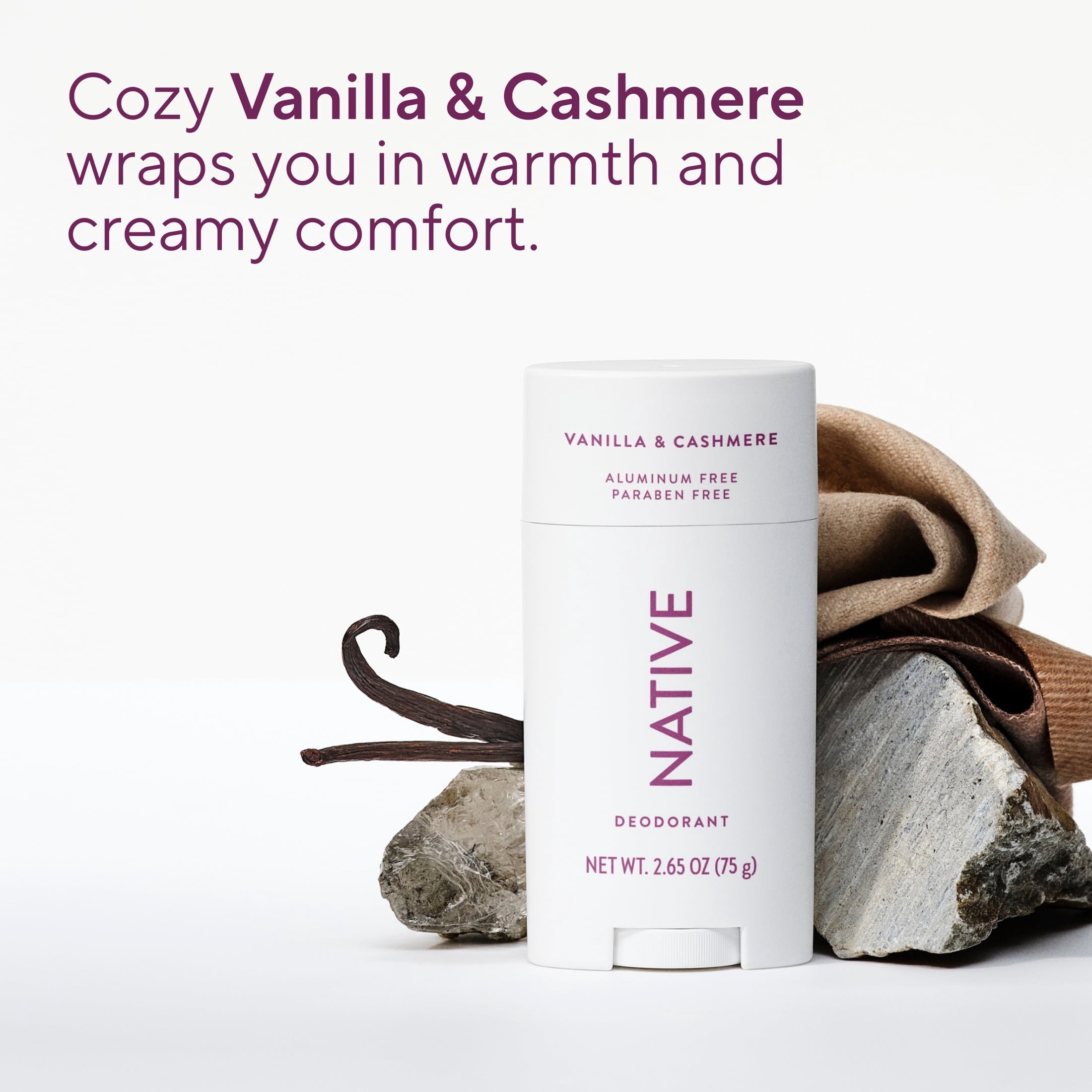 Aluminum Free Deodorant For Women, 72 Hour Solid Deodorant Stick, Vanilla & Cashmere, 2.65oz
