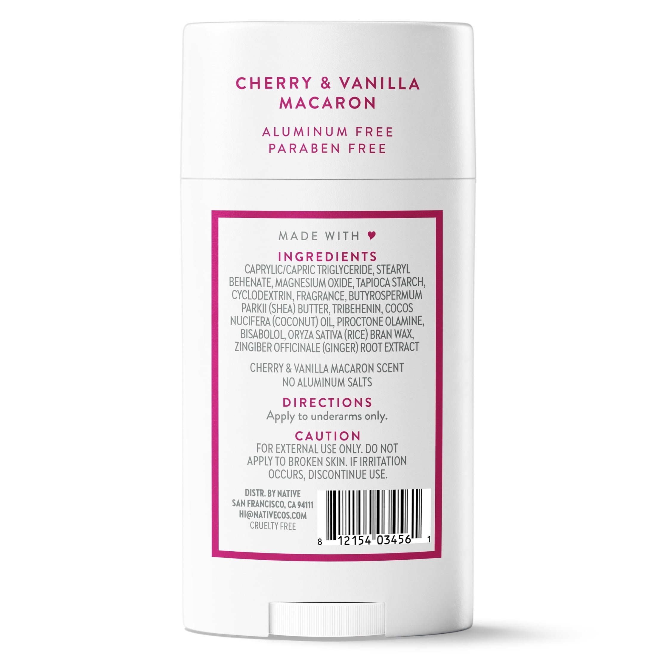 Deodorant, Aluminum Free, Cherry & Vanilla Macaron, Deodorant for Women and Men, 2.65 oz