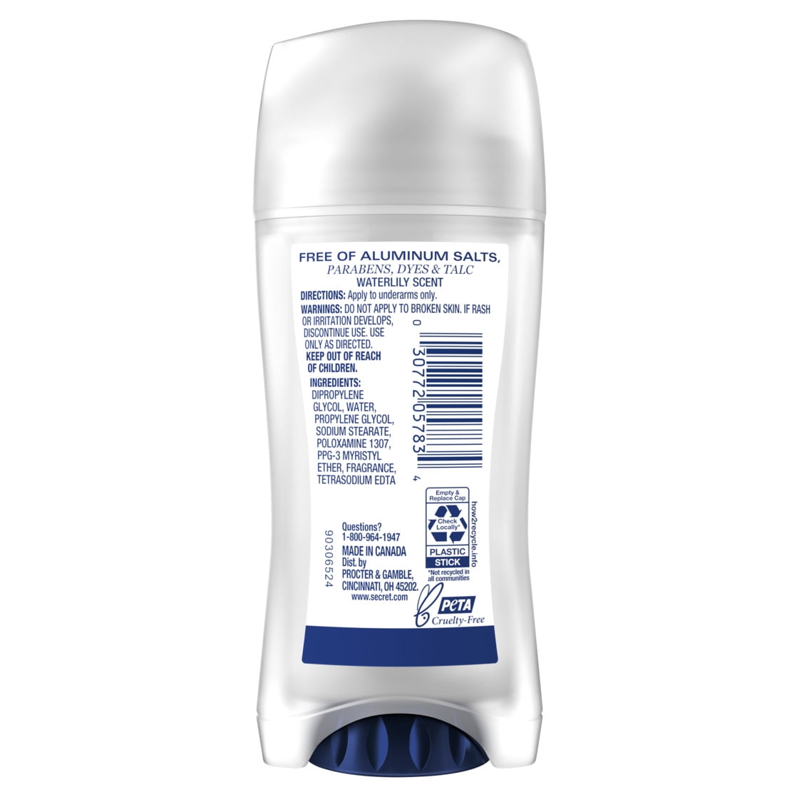 Aluminum Free Deodorant Clear Solid, Waterlily, 2.4 oz