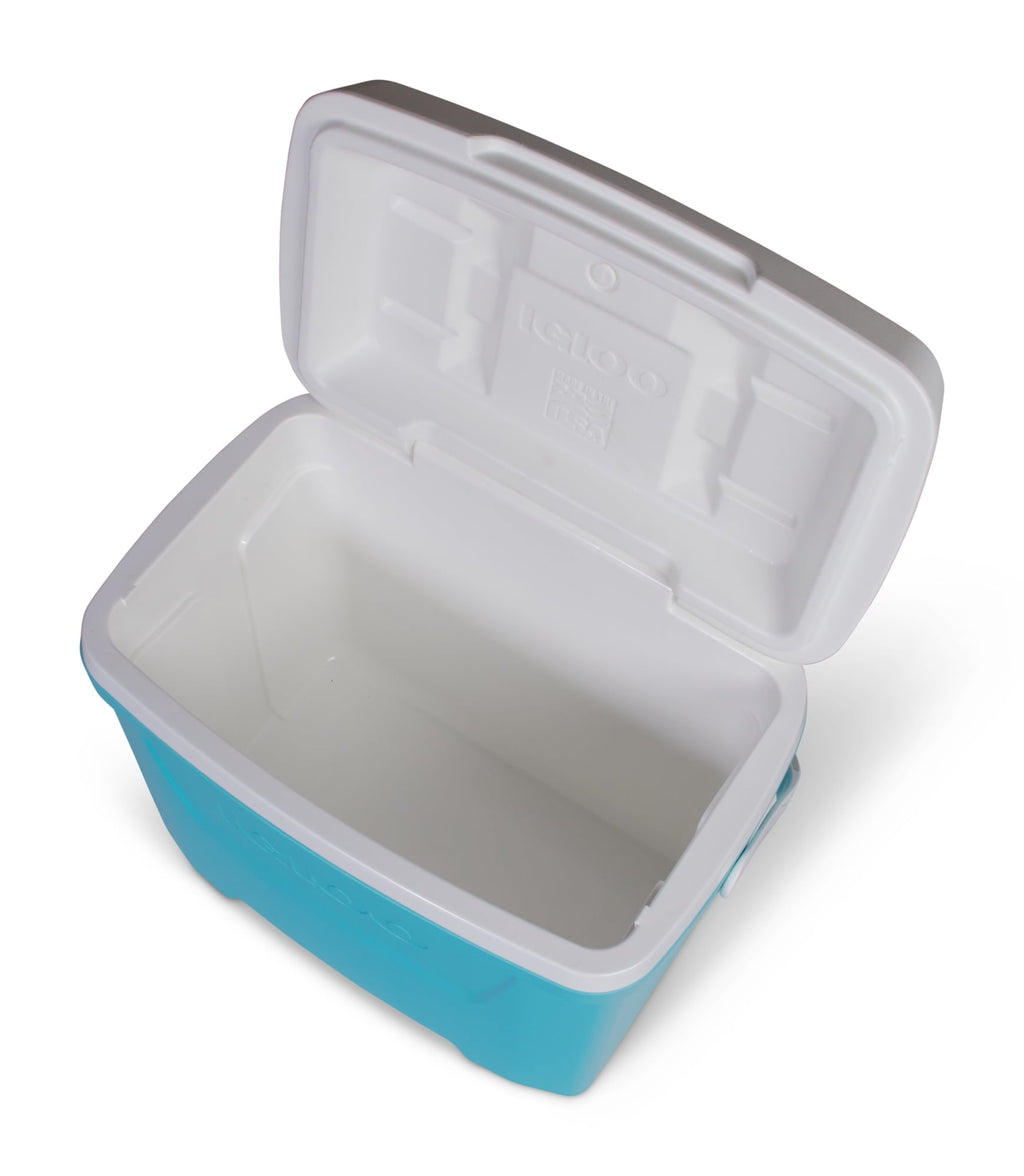 28 QT Laguna Hard-Sided Ice Chest Cooler, Aqua Blue and White