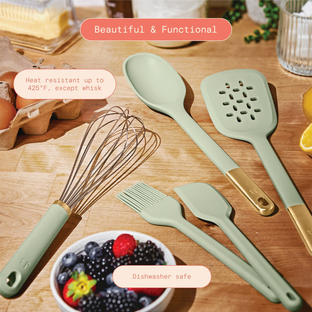 5-Piece Kitchen Tool Set, Porcini Taupe by Drew Barrymore