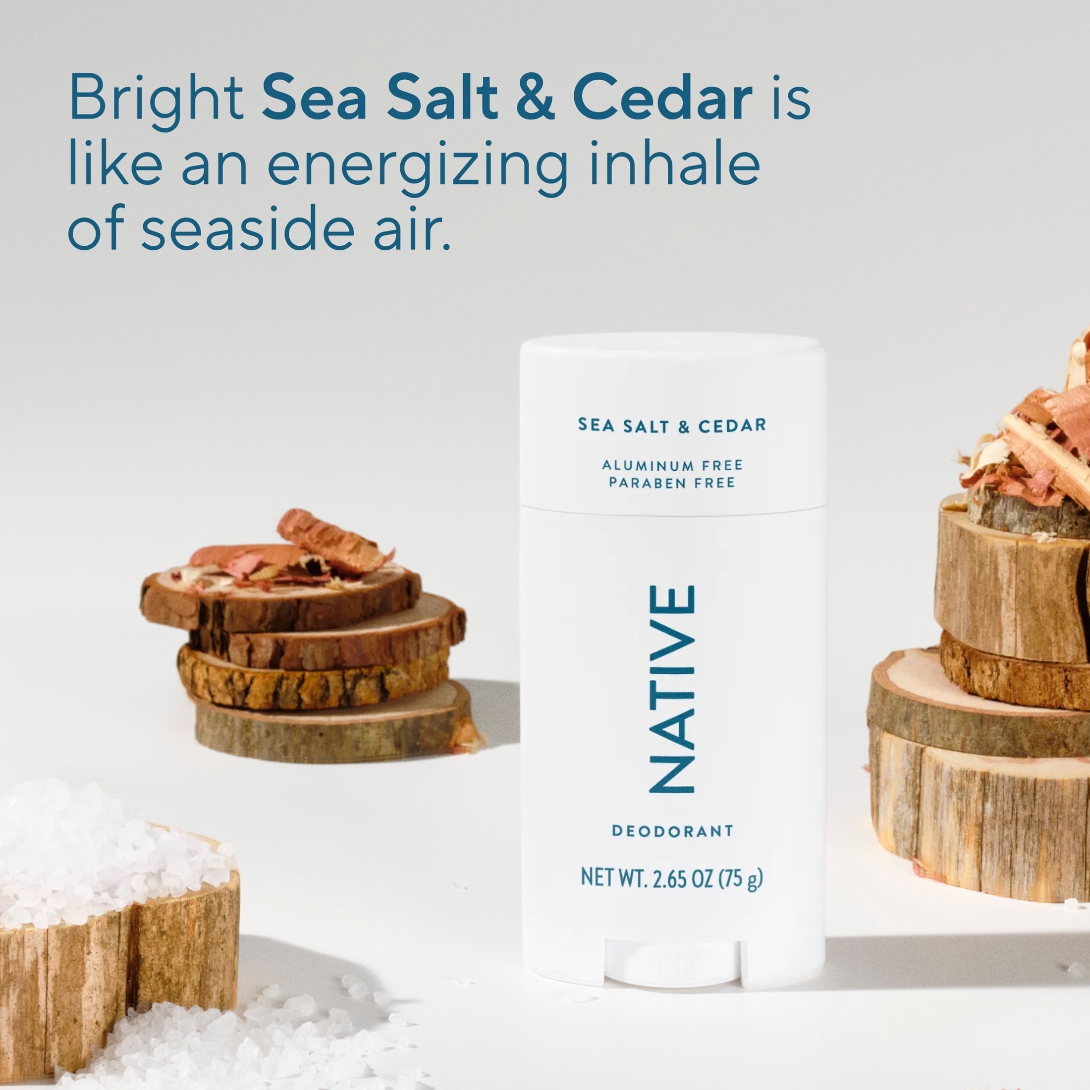 Deodorant, Aluminum Free, Sea Salt & Cedar, for Women and Men, 2.65 oz