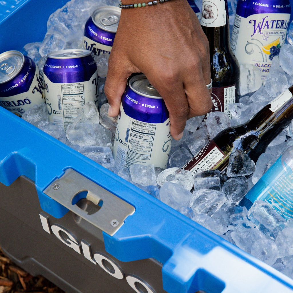 72 QT Overland Ice Chest Cooler with Wheels, Gray and Sneaky Blue
