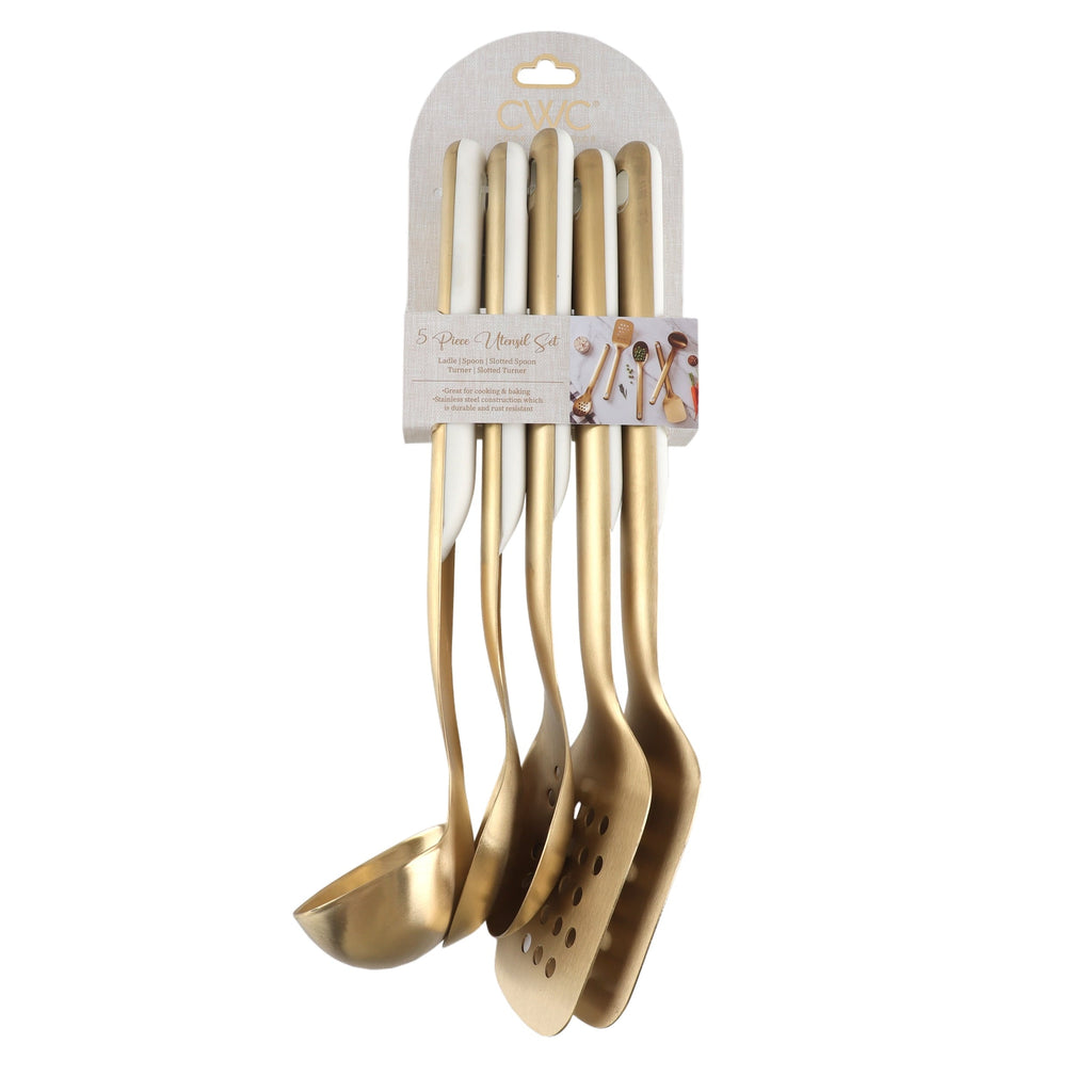 5-Piece Stainless Steel Utensil Set – Gold, & Stylish Kitchen Tools