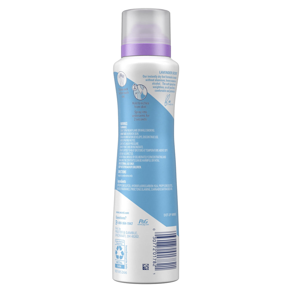 Dry Spray Aluminum Free Women's Deodorant, Lavender and Hemp Seed Oil, 4.1oz