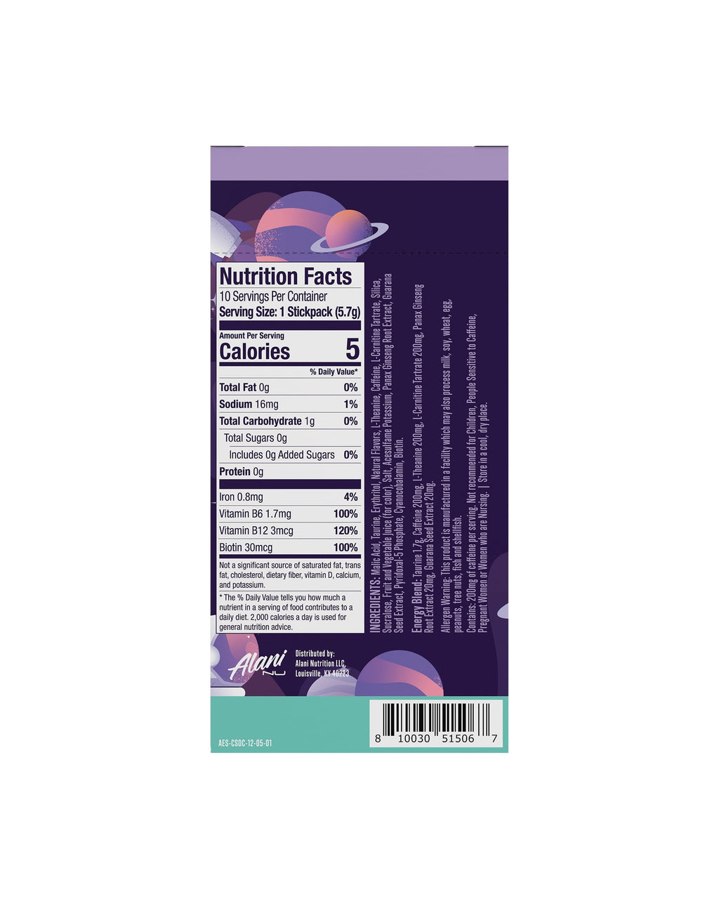 Energy Sticks, Cosmic Stardust, 10 Count, 200mg Caffeine, Zero Sugar