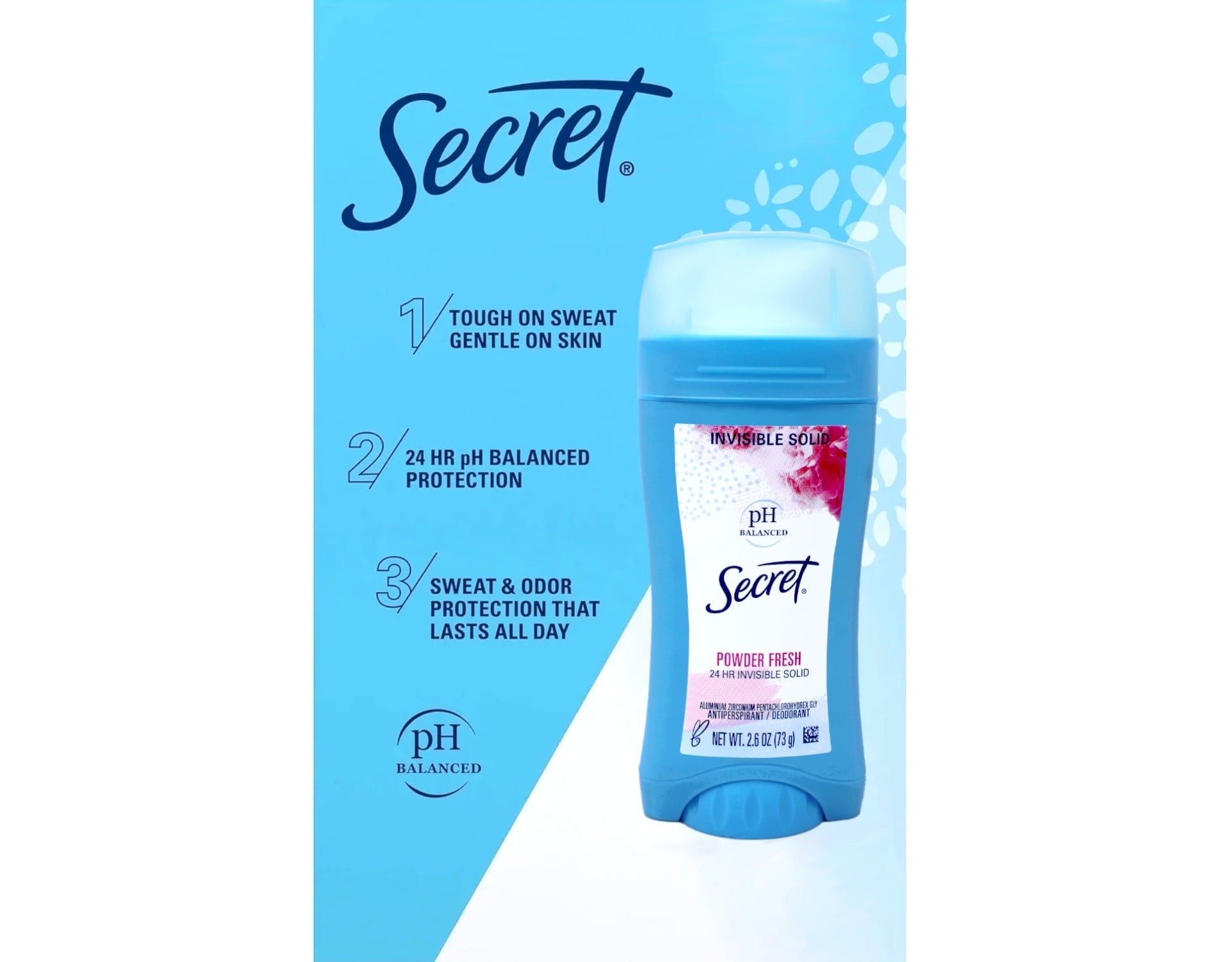 Anti-Perspirant Deodorant, Invisible Solid, Powder Fresh 2.60 oz (Pack of 2)