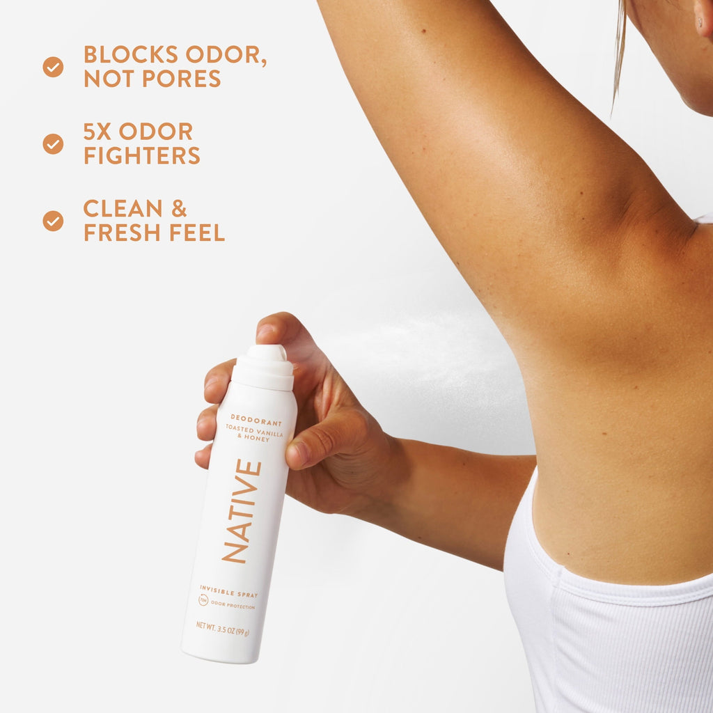Aluminum Free Deodorant Spray For Women, 72 Hour Deodorant Spray, Toasted Vanilla & Honey, 3.5oz