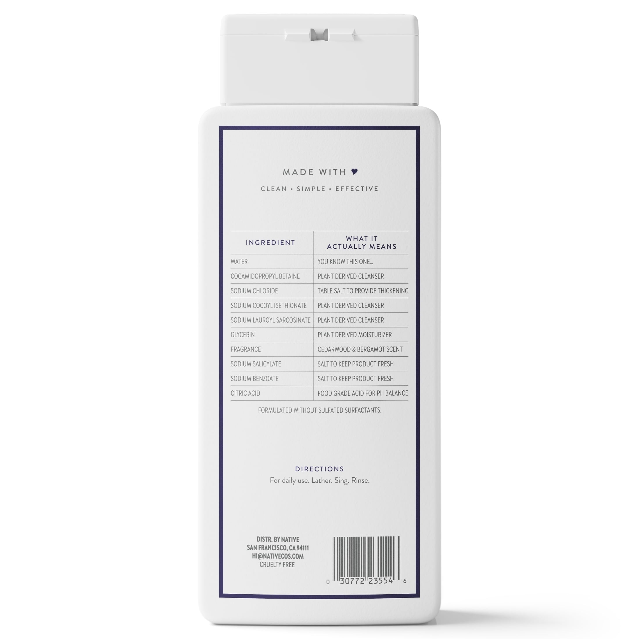 Body Wash, Cedarwood & Bergamot, Sulfate Free, Naturally Derived Ingredients, 24hr Freshness, for Women & Men, 18 fl oz