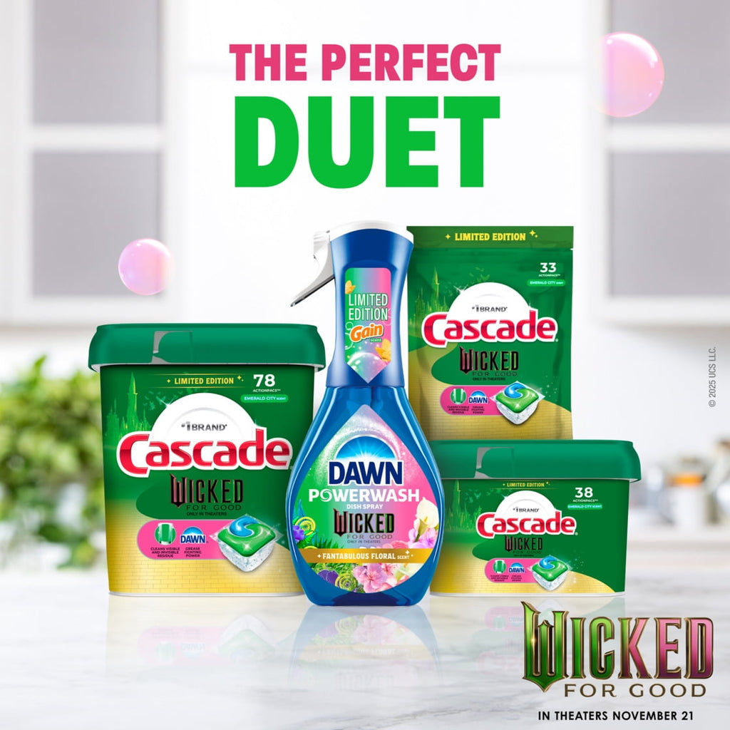 Complete "Wicked: For Good" Limited Edition Dishwasher Pods, Dish Detergent Soap, Emerald City Scent, 33 Count
