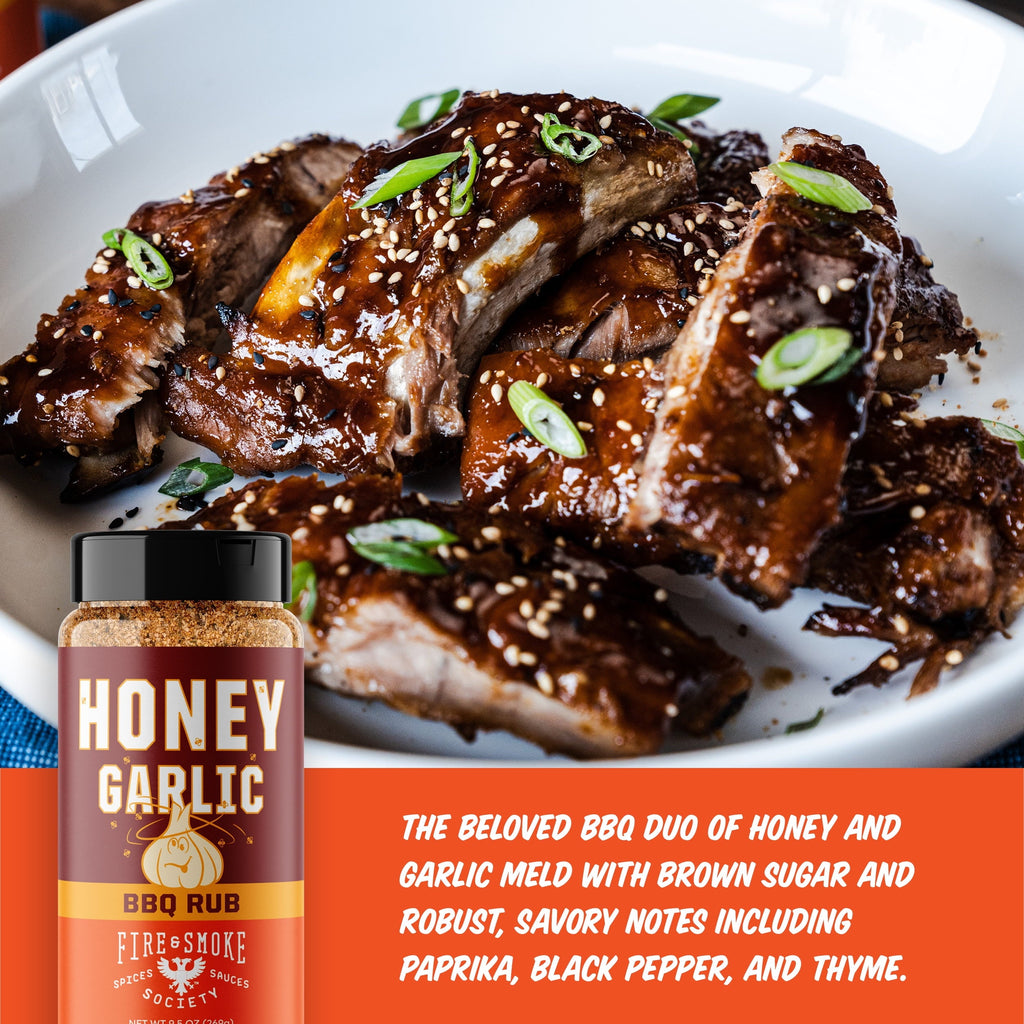 Fire & Smoke Society Honey Garlic BBQ Rub, BBQ Seasoning, 9.5 Ounce Mixed  Seasonings Blend