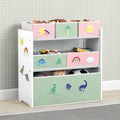 Design & Store 6 Bin Toy Storage Organizer with Interchangeable Patches, Green/Pink